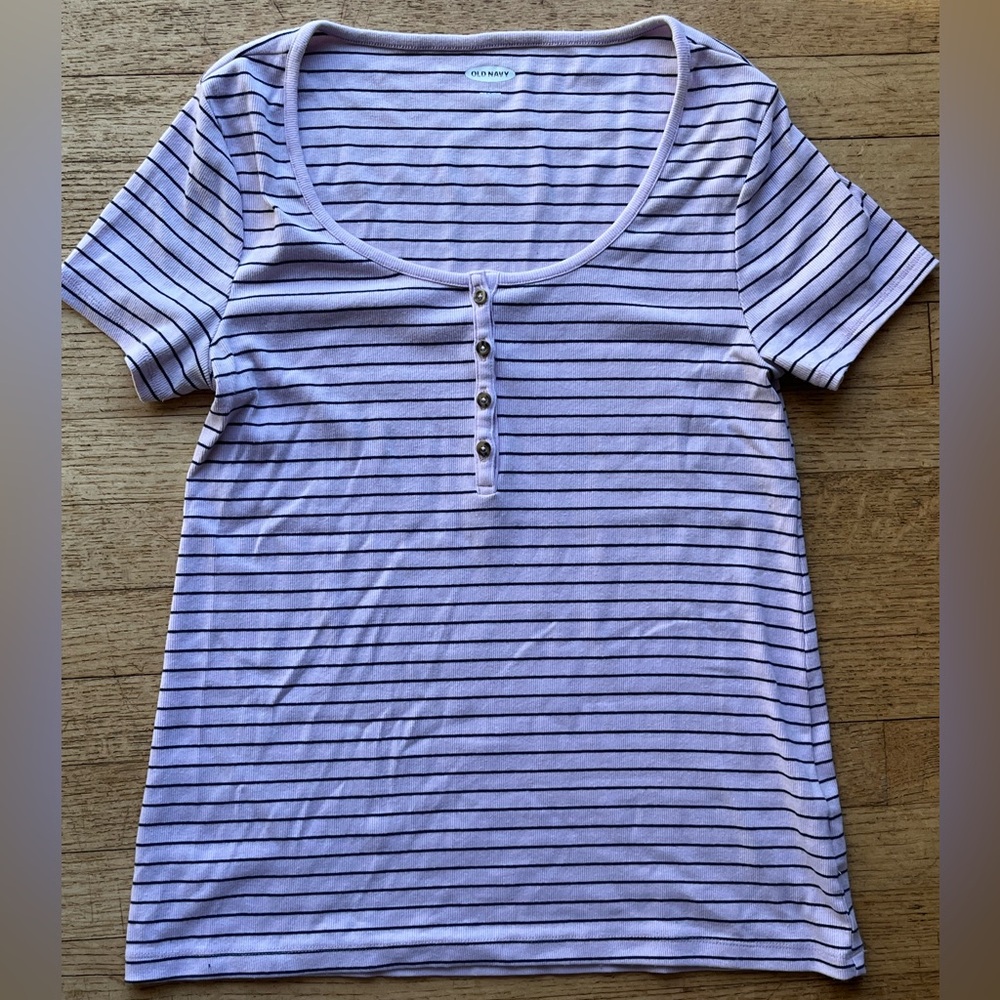 Old Navy Light Purple Striped Tee